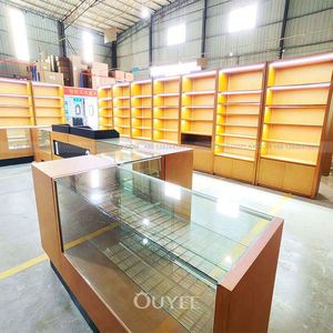 Accesorio de gama alta Decoración de madera Estantes de narguile Proveedor de gabinetes de tienda de humo Pantalla dorada para tienda de humo - Product Image 2