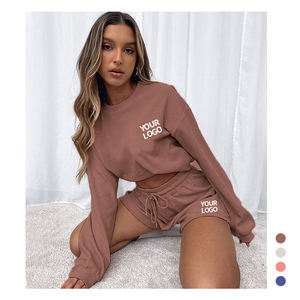 Set Crop Top 2 Potong Seksi Set Celana Pendek Dua Potong Pakaian Wanita Set Pakaian Dua Potong - Product Image 1