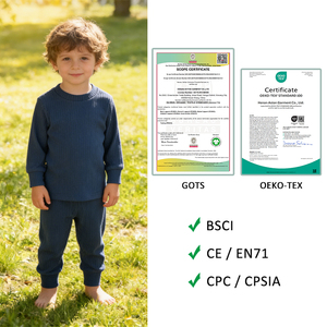 Bộ đồ ngủ bé sơ sinh chất liệu cotton hữu cơ, 14 màu có sẵn, thiết kế logo, chất liệu dệt kim mùa thu - Product Image 2