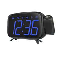 Digitaler Projektions-Wecker mit Radio, Schlummerfunktion, Elektronisches Modernes Design, Großes LED-Display, 180° Drehbarer Projektor, 2-Stufen-Dimmer