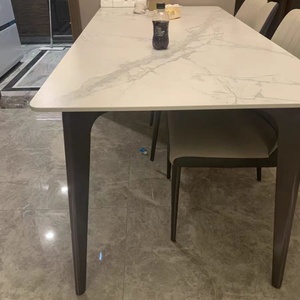 Meubles de salle à manger 6 places en ardoise et marbre Meubles de salle à manger Ensemble de tables de dîner modernes - Product Image 3