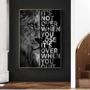 Affiches et imprimés d'animaux amusantes avec lettre Lion, Lion sauvage, citation de motivation, Art sur toile - Product Image 4