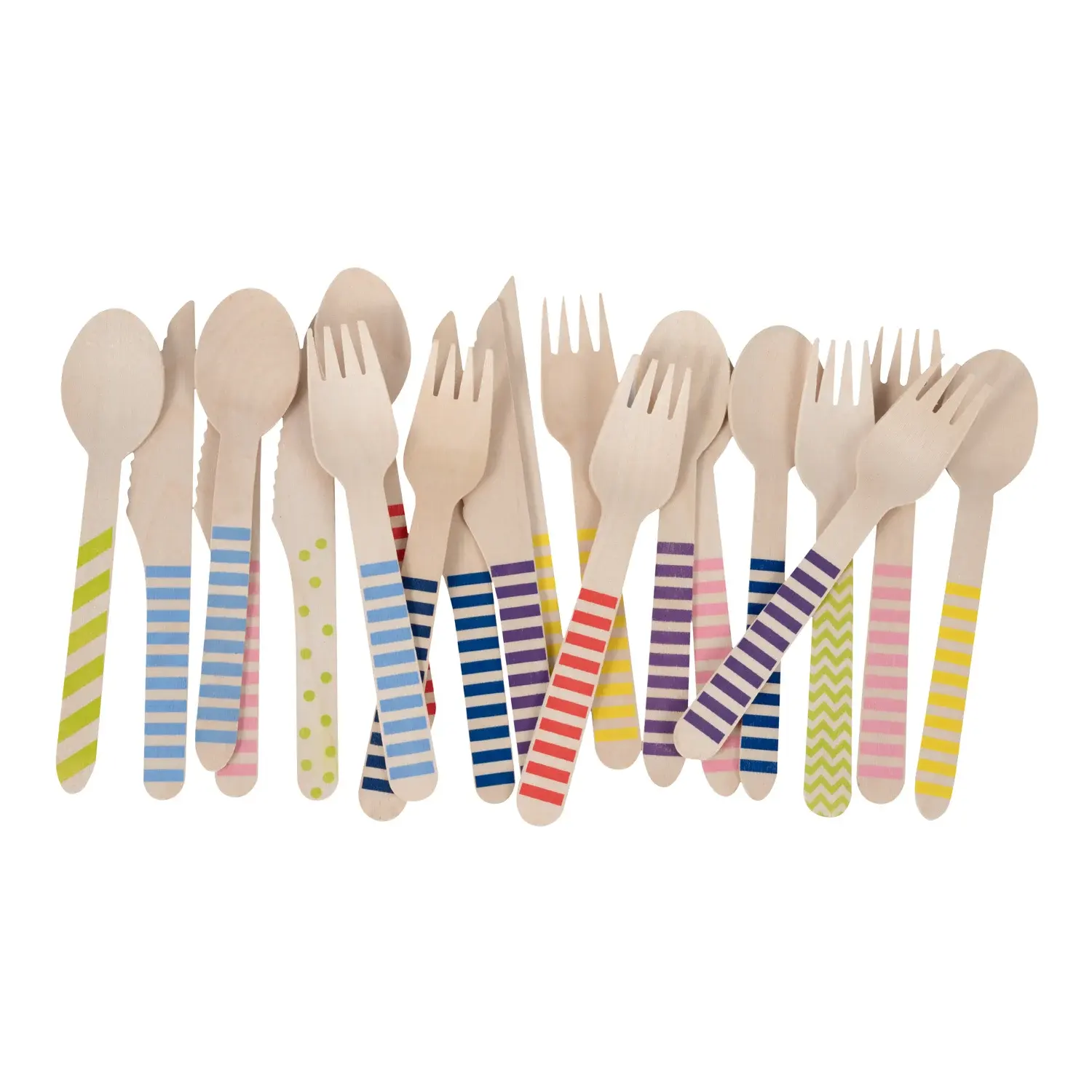 High quality eco friendly disposable wooden cutlery branding printing disposable wooden knife fork spoon with colour printing