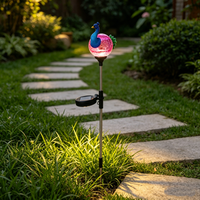 Lampe solaire décorative extérieure étanche en forme de toucan en verre craquelé pour jardin et allée