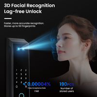 Cerradura Inteligente Multifuncional con Pantalla Integrada, Soporte para Cámara 3D, Desbloqueo por Palma de la Mano, Desbloqueo por Huella Dactilar, Llave de Desbloqueo Digital