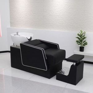 เก้าอี้สระผมหนังสังเคราะห์ทันสมัยพร้อมอ่างเซรามิกสำหรับร้านทำผม - เฟอร์นิเจอร์ร้านเสริมสวยคุณภาพสูงทนทาน - Product Image 4