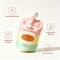 Voedselveilige kinderfruitpuree-uitgietzak zonder toegevoegde suiker, hersluitbaar, staande flexibele zak voor babyvoeding, aangepaste logo's, groothandel