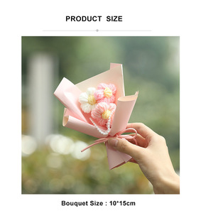 Ammy hecho a mano Mini Flor de punto Rosa girasol pequeño ramo de flores artificiales Mini ramo regalo de Navidad - Product Image 6