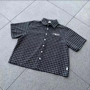 Custom Summer High Quality T-<b>Shirts</b> Casual Plaid <b>Shirt</b> 100% Cotton Oversized Boxy Fit <b>Button</b> <b>up</b> <b>Shirts</b> for Men - Product Image 1