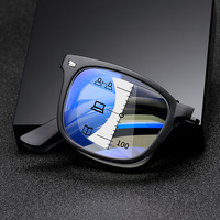 Lunettes de lecture pliables carrées à verres transparents progressifs multifocaux anti-lumière bleue avec étui pour un usage unisexe