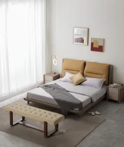 Huaheホットセールモダンラグジュアリーホテルキングサイズクラシックデザインホームベッドルーム家具セット木製ベッド