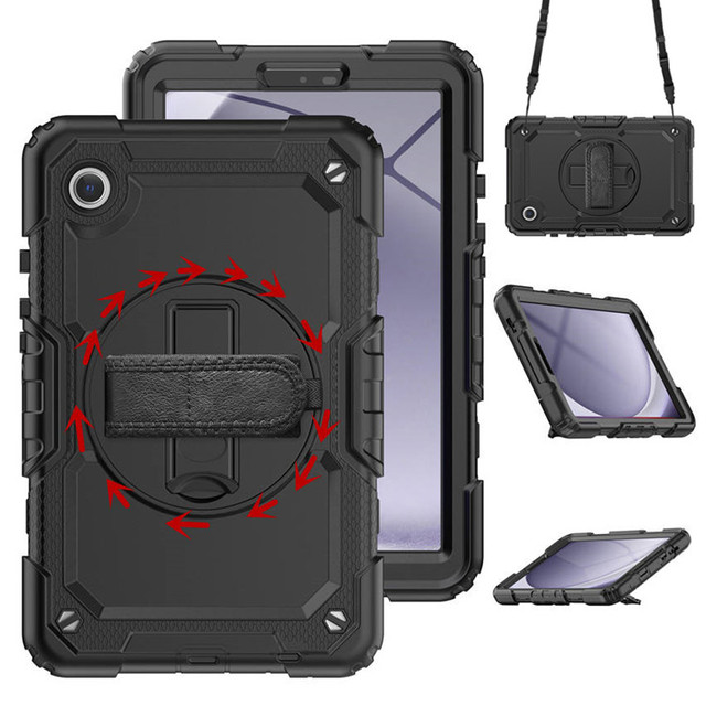 Anti Shock Rugged 8.7 Inch Tablet Armor Protective Cover Case with Shoulder Strap for Samsung Galaxy Tab A9 A11