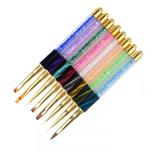 Set de 10 Pinceles para Decoración de Uñas con Diamantes, Diseño de Ojo de Gato, Punta Plana para Dibujar Líneas, Pinceles para Fototerapia - Product Image 1