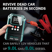 Démarreur de secours Peak 3000A pour camionnettes et véhicules utilitaires, 24800mAh, 1500A, avec compresseur d'air 150 PSI, compatible essence 9L et diesel 8L