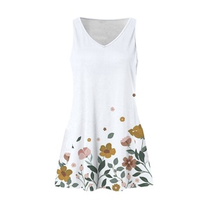 Vestidos informales Midi sin mangas para mujer de alta moda Patrón floral personalizado Sólido Digital Venta al por mayor Vestido sin mangas con diseño ahumado-169 - Product Image 2