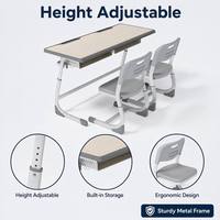 Ensemble de bureau et chaise pour étudiants en acier anti-collision, ergonomique, hauteur réglable, empilable, design moderne pour une utilisation en classe