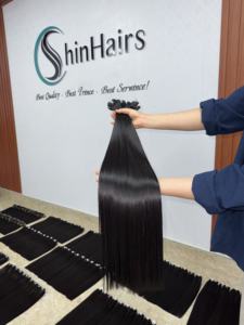 Extensions de cheveux humains vietnamiens à prix d'usine, 100% vrais cheveux Remy double trame, doux et épais, pour le marché d'exportation - Product Image 3