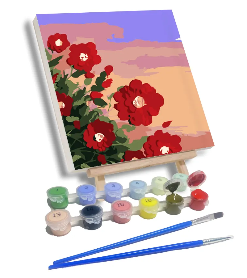 Einfache Herz pflanze Blumen farbe nach Zahlen Kit für erwachsene Kinder Wand kunst Diy Öl auf Leinwand Farbe nach Nummer für Wohnkultur
