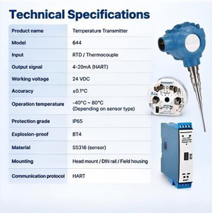 Módulo de Temperatura 644, Sensor Inteligente RTD Termopar 4-20mA HART, ABS OEM/ODM para Control de Procesos Industriales - Product Image 5
