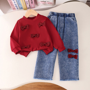 Abbigliamento per Bambine, Set <span class=keywords><strong>Felpa</strong></span> <span class=keywords><strong>Bianca</strong></span> a Maniche Lunghe e Pantaloni, Vestiti per Ragazze 2-7 Anni - Product Image 2