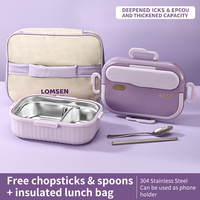 Boîte à lunch isotherme en acier inoxydable anti-fuite avec sac isotherme, boîte bento sans BPA pour enfants, école, adultes, repas en voyage, couverts