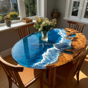 Rắn Gỗ ván Tabletop Faux sông thiết kế Epoxy ven biển bảng bàn ăn - Product Image 3