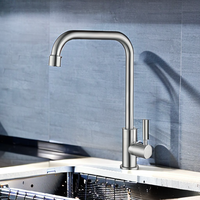 Évier de cuisine en acier inoxydable avec robinet simple pour eau froide, idéal pour le lavage des légumes