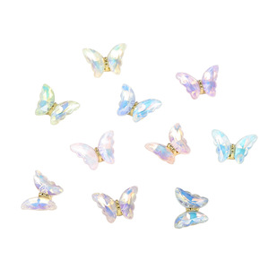 Décorations 3D en métal pour ongles, papillons irisés en strass et cristaux, accessoires de bijouterie DIY, lot en vrac - Product Image 5