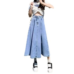 2026 Women Lady A-<b>line</b> Denim Midi Skirt <b>Jeans</b> Dress New Fashion Loose Waist Large Size Casual <b>Jeans</b> Skirt - Product Image 5