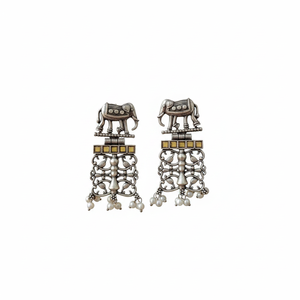 Pendientes Colgantes de Piedra Pota y Perlas con Baño de Oxidación Amarilla, Joyería de Moda Jewelemarket - Product Image 2