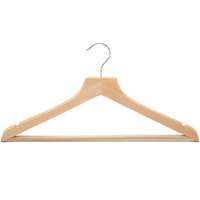 Cintre en bois à tête plate avec barre antidérapante en bois naturel pour armoire et salon, idéal pour l'affichage de manteaux, chemises et vêtements