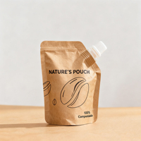 Pochettes souples recyclables en papier kraft avec bec verseur de 50 ml, 500 ml, 1 L pour emballage alimentaire liquide, jus, sauces, cosmétiques, shampoings et recharges