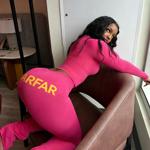 Set Due Pezzi Personalizzato con Logo, Abbigliamento Autunnale, Giacca Corta e Pantaloni a Zampa Coordinati, Tuta Sportiva da Donna - Product Image 1
