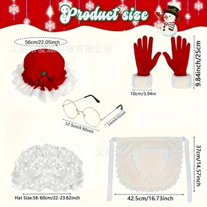 Conjunto de disfraz navideño para mujer, sombrero, guantes, delantal, conjunto de regalo para fiesta navideña - Product Image 4