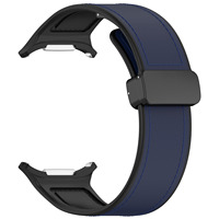 Tali Jam Tangan Silikon Berlapis Kulit dengan Gesper Magnetik untuk Galaxy Watch Ultra & Ultra 2 47mm, Tali Pengganti yang Dapat Disesuaikan