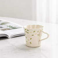 Mug à café en céramique Redeco Daisy, mugs mignons, mugs personnalisés, tasse à fleurs en céramique, peinte à la main, vaisselle de cuisine pour la maison