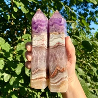 Vente en gros de tour en cristal naturel d'améthyste et d'agate, obélisque en quartz, pierre de guérison, cadeau unique pour la fête des enseignants