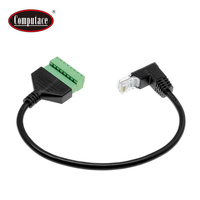 Cable adaptador RJ45 8P8C hembra a hembra de 90 grados con tornillo, blindaje trenzado, carga rápida 5A, PVC, para uso en computadoras