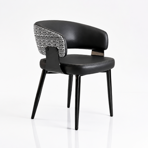Sedia <span class=keywords><strong>da</strong></span> <span class=keywords><strong>Pranzo</strong></span> con Braccioli dal Design Italiano Contemporaneo e Minimalista, in Pelle PU, Schienale Curvo, Gambe in Metallo, per Sala <span class=keywords><strong>da</strong></span> <span class=keywords><strong>Pranzo</strong></span> - Product Image 1