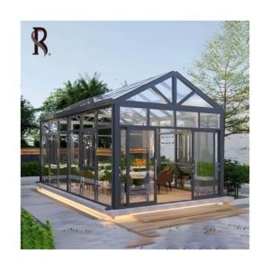 Moderna Sala de Estar Exterior Americana con Techo de Vidrio, Marco de Aluminio y Malla de Acero Inoxidable Vertical para Casas y Villas - Product Image 1