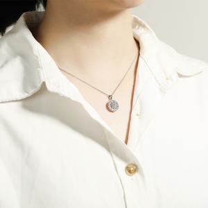 Flower Leaf Shape Sterling <b>Silver</b> Charm Pendant <b>Necklace</b> with Zircon Rhodium Plated Claw Setting-Gift - Product Image 5