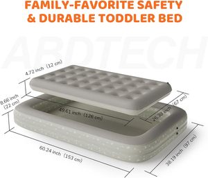 Cama de Viaje Inflable Gris para Niños Pequeños con Barreras de Seguridad de 4 Lados para Niños, Hogar, Camping, Hotel - Product Image 6
