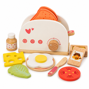 Ensemble de jouets de <span class=keywords><strong>cuisine</strong></span> <span class=keywords><strong>en</strong></span> <span class=keywords><strong>bois</strong></span> éducatif pour enfants, jeu d'imitation petit-déjeuner, simulation de nourriture, grille-pain pop-up, <span class=keywords><strong>jouet</strong></span> Montessori - Product Image 1
