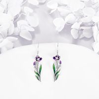 Edler Schmuck Sterling Silber Emaille Geburts monat Flower Drop Dangle Hook Ohrringe