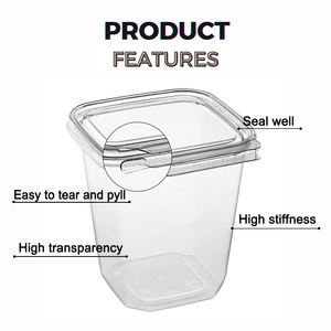 Envases de Plástico <span class=keywords><strong>PET</strong></span> Transparente Reciclado para Restaurantes, Cuadrados, a Prueba de Manipulación, para Llevar Comida, Desechables - Product Image 6