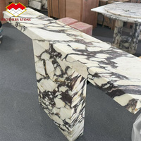 Table console en marbre naturel Viola Calacatta haut de gamme pour hall d'hôtel de luxe italien, entrée, salon