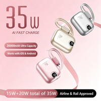 Nouvelle mini batterie externe électronique 20000 mAh, mince et portable, avec câble USB-C, Powerbanks 20000 mAh