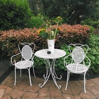 Ensemble de table et chaises en fer forgé, pliables et empilables, meubles d'extérieur avec chaises à dossier pour jardin, cour, balcon