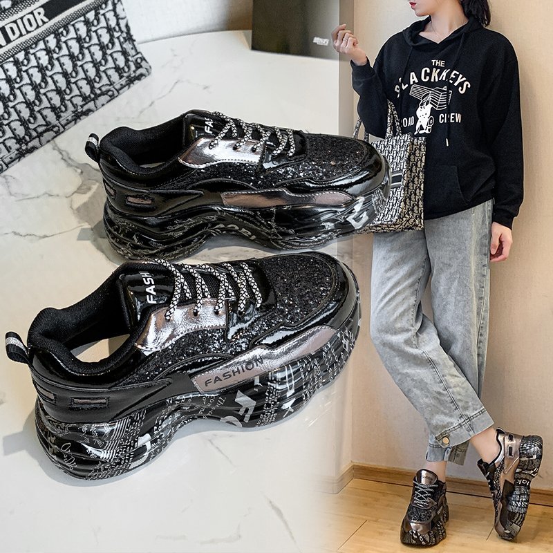 Кроссовки женские на толстой подошве, повседневная водонепроницаемая Спортивная обувь на платформе, массивные, для бега