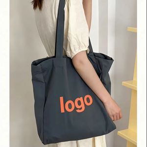 High Quality Eco Friendly Commuting Travel Canvas Grocery Shopping <b>Bag</b> Letter Large Capacity Daily Shoulder Long Tote <b>Bag</b> Custom - Product Image 4